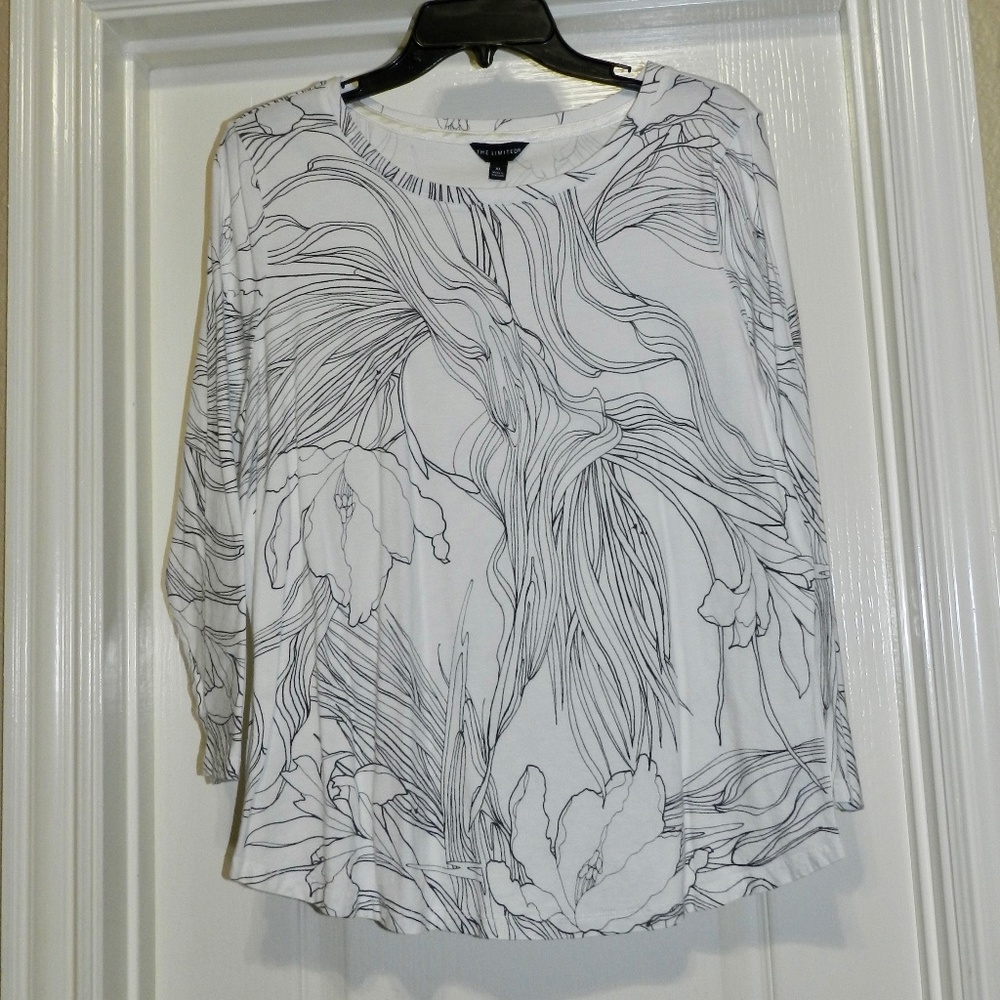 The Limited Floral Print Top 3/4 Sleeves Sz Xl